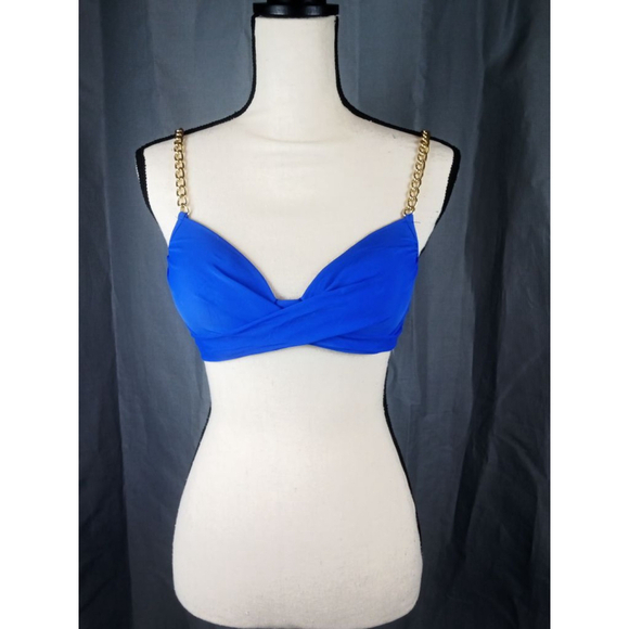 Unbranded Other - Bikini top, blue with gold chain straps, size S
